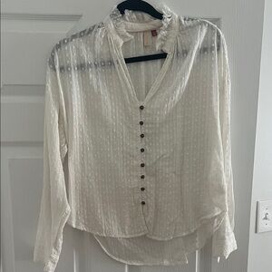 Pilcro Cream Button-Down Blouse